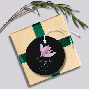 Etiquetas Para Lembrancinhas Preto Elegante Obrigado Purple Floral