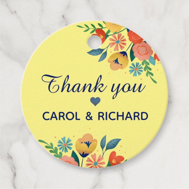 Etiquetas Para Lembrancinhas Primavera Floral Amarelo Cheio Obrigado (Frente)