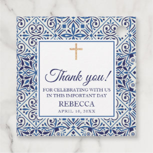 Etiquetas Para Lembrancinhas Primeira Comunhão, Azulejos Azuis do Batismo