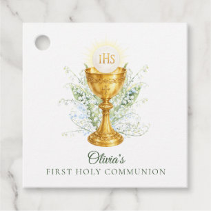 Etiquetas Para Lembrancinhas Primeira Comunhão Floral em Aquarela Elegante