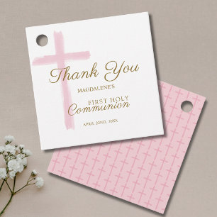Etiquetas Para Lembrancinhas Primeira Comunhão Simples Cruz Rosa Obrigado