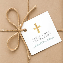 Etiquetas Para Lembrancinhas Primeira Comunicação da Cruz Boy Green Script