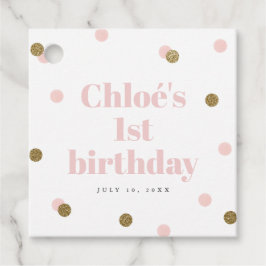 Etiquetas Para Lembrancinhas Primeira festa de aniversário rosa e dourada