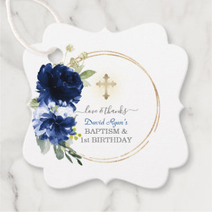 Etiquetas Para Lembrancinhas primeiro aniversario de Marinho Azul Floral e Bati