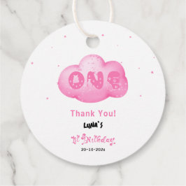 Etiquetas Para Lembrancinhas Primeiro aniversario de Nuvem Rosa-Cor-de-Água com