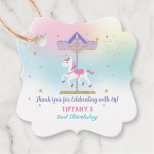 Etiquetas Para Lembrancinhas Primeiro aniversario do Rainbow Unicorn Carousel c