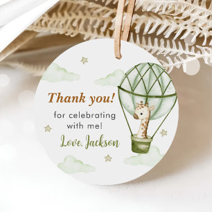 Etiquetas Para Lembrancinhas Primeiro aniversario Giraffe Hot Air Balloon Green