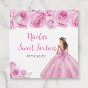 Etiquetas Para Lembrancinhas Princesa Floral de Rosa claro Doce Dezesseis