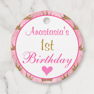 Etiquetas Para Lembrancinhas Princesa Menina Rosa e primeiro aniversario Brilha