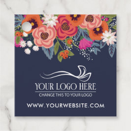 Etiquetas Para Lembrancinhas Produto Coral Boho Florals Azul Marinho