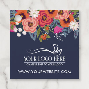Etiquetas Para Lembrancinhas Produto Coral Boho Florals Azul Marinho