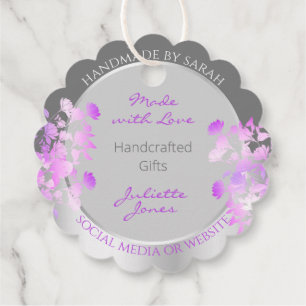 Etiquetas Para Lembrancinhas Produtos Florais Roxos Bonitos Fornecimentos Cinza