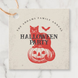 Etiquetas Para Lembrancinhas Pumpkin Cat Bat Orange Red Vintage Festa de Hallow