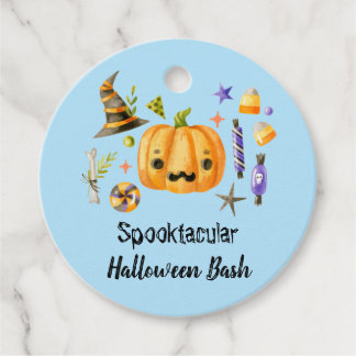 Etiquetas Para Lembrancinhas Pumpkin Spooktacular Festa de Halloween Bash Azul