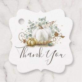 Etiquetas Para Lembrancinhas Pumpkins branco e Dourado outono Obrigado