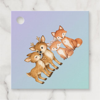 Etiquetas Para Lembrancinhas Purple and Mint Woodland Animals Favor Tags