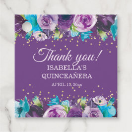 Etiquetas Para Lembrancinhas Purple Blue Floral Quinceañera Obrigado