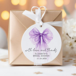 Etiquetas Para Lembrancinhas Purple Bow Watercolor Bridal Shower Thank You 