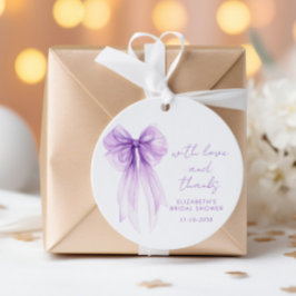 Etiquetas Para Lembrancinhas Purple Bow Watercolor Bridal Shower Thank You