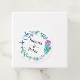 Etiquetas Para Lembrancinhas Púrpura e azul, coroa floral, marcas a favor do ca