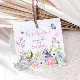 Etiquetas Para Lembrancinhas Quadrado de Festa de aniversário de borboleta Flor