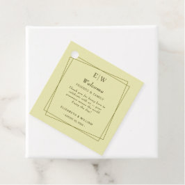 Etiquetas Para Lembrancinhas Quadro Elegante no Casamento do Monograma Amarelo