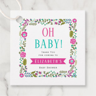 Etiquetas Para Lembrancinhas Querida! Aqua, chá de fraldas floral rosa Obrigado