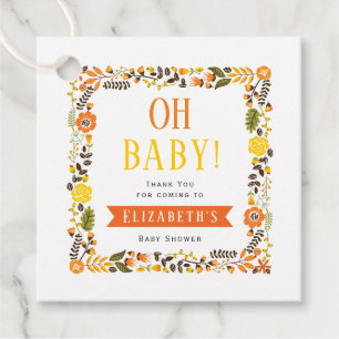 Etiquetas Para Lembrancinhas Querida! Laranja, floral amarelo Obrigado chá