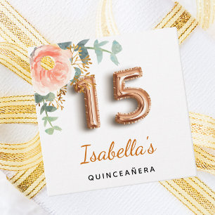Etiquetas Para Lembrancinhas Quinceanera floral rosa de ouro eucalipto