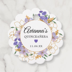 Etiquetas Para Lembrancinhas Quinceanera Purple Dourada Floral Party
