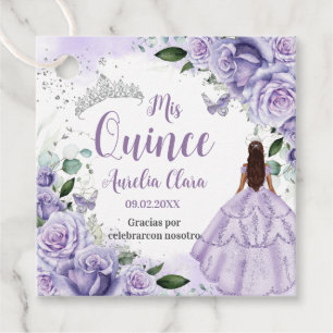 Etiquetas Para Lembrancinhas Quinceañera Purple Rosa Floral Prata Princesa