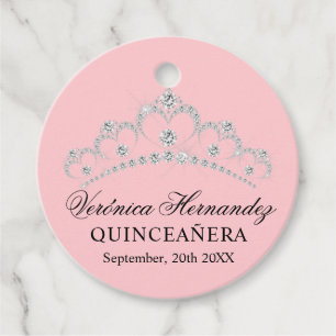 Etiquetas Para Lembrancinhas Quinceañera Quince Espanhol-Rosa-Elegante