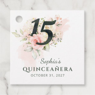 Etiquetas Para Lembrancinhas Quinceanera Rosa, Rústica Floral, 15, Aniversári
