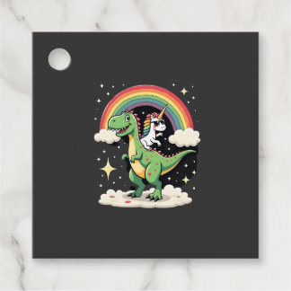 Etiquetas Para Lembrancinhas Rainbow Unicorn Riding T rex - Dinosaur Boys Girls