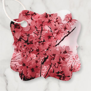 Etiquetas Para Lembrancinhas Ramais de Cereja Ornamentais Rosa Estilizados