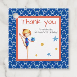Etiquetas Para Lembrancinhas Rapariga Gymnast com Ball Obrigado Aniversário