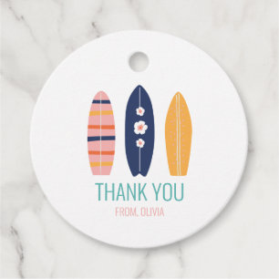 Etiquetas Para Lembrancinhas Rapariga Surfboard Beach aniversário Obrigado Fav