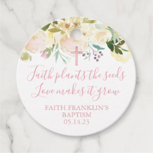 Etiquetas Para Lembrancinhas Raparigas Blush Floral Faith Planta as sementes Ba