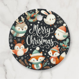 Etiquetas Para Lembrancinhas Raposas e Rabbits de Feira-de-Natal Feliz