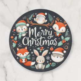Etiquetas Para Lembrancinhas Raposas e Rabbits de Feira-de-Natal Feliz