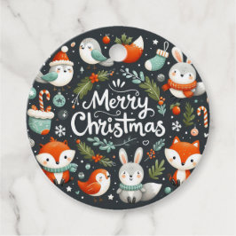 Etiquetas Para Lembrancinhas Raposas e Rabbits de Feira-de-Natal Feliz