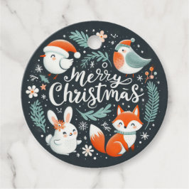 Etiquetas Para Lembrancinhas Raposas e Rabbits de Feira-de-Natal Feliz