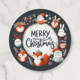 Etiquetas Para Lembrancinhas Raposas e Rabbits de Feira-de-Natal Feliz