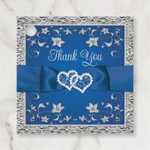 Etiquetas Para Lembrancinhas Real Azul, Cinza Amor Corações Casamento Marca Fav