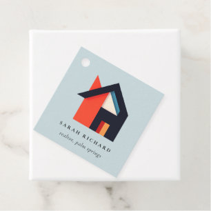 Etiquetas Para Lembrancinhas Realtor de Logotipo da Casa Colorida Moderno Verme