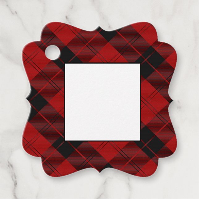 Etiquetas Para Lembrancinhas Red Black Tartan (Frente)