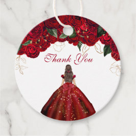 Etiquetas Para Lembrancinhas Red Floral Elegante Rosas Quince Birthday Obrigado