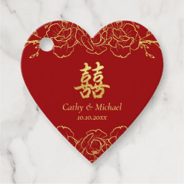 Etiquetas Para Lembrancinhas Red gold floral border chinese casamento duplo xi