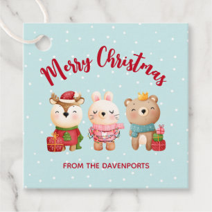 Etiquetas Para Lembrancinhas Reindeer, Urso e Coelho Feliz Natal