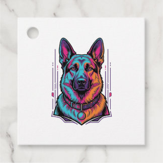 Etiquetas Para Lembrancinhas Retrato de Cachorro Neon com Gráfico de Gravura Vi